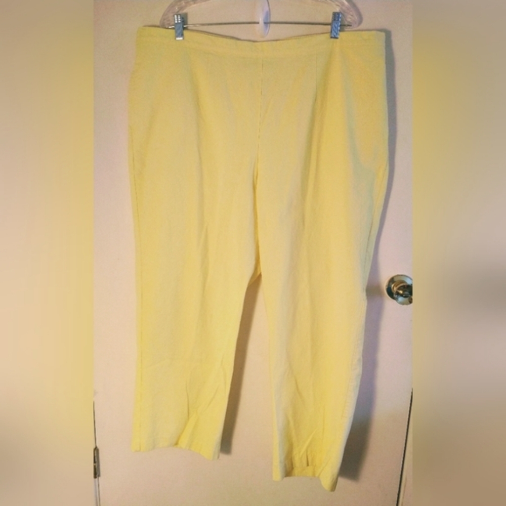 ALFRED DUNNER WOMEN'S PLUS SIZE 24W BRIGHT YELLOW PANTS ELASTIC WAISTBAND NWOT